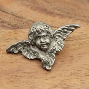 Silver Pewter Angel Wing Cherubim Pin